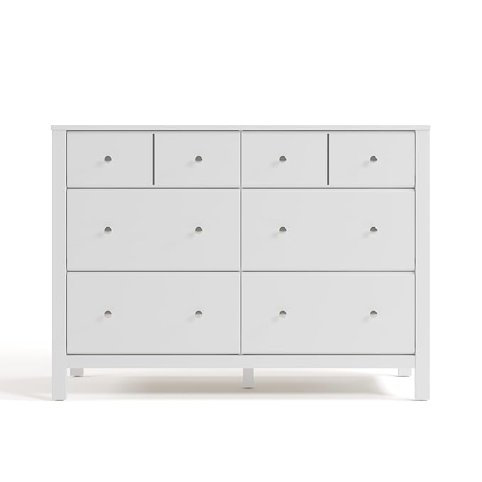 Storkcraft Horizon 6 Drawer Dresser (White) – GREENGUARD Gold Certified Dresser for Nursery & Kids’ Room, Modern Storage with Interlocking Drawer System