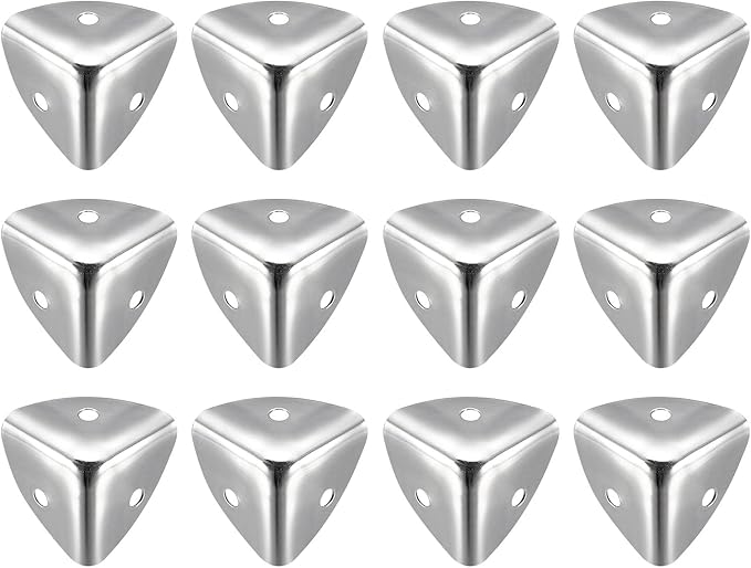 uxcell Metal Box Corner Protectors Edge Guard Protector 25 x 25 x 25mm Silver Tone 36pcs for Table Corners and Desk Corners