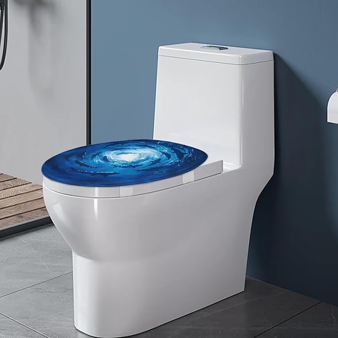 Ocean Shark Toilet Seat Covers for Bathroom Flannel Fabric Toilet Covers Pad Soft and Breathable Toilet Lid Cover Flannel Fabric Universal for Most Toilet Bowl Lids Blue