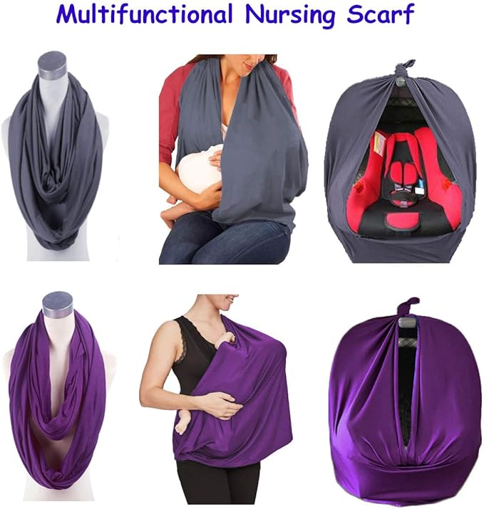 JTSN 2 Pack Nursing Cover - Breastfeeding Cover ups Infinity Scarf, Lightweight Soft Breathable