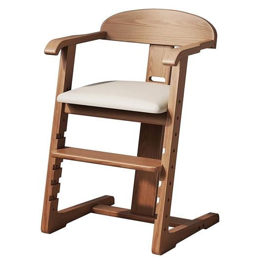 DOMGMUWUJEE Solid Wood Toddler Dining Chair - Adjustable Height Easy to Clean Toddler high Chair - Kids high Chair from 3 Years to 200 Lb, Grow with Child(Walnut)