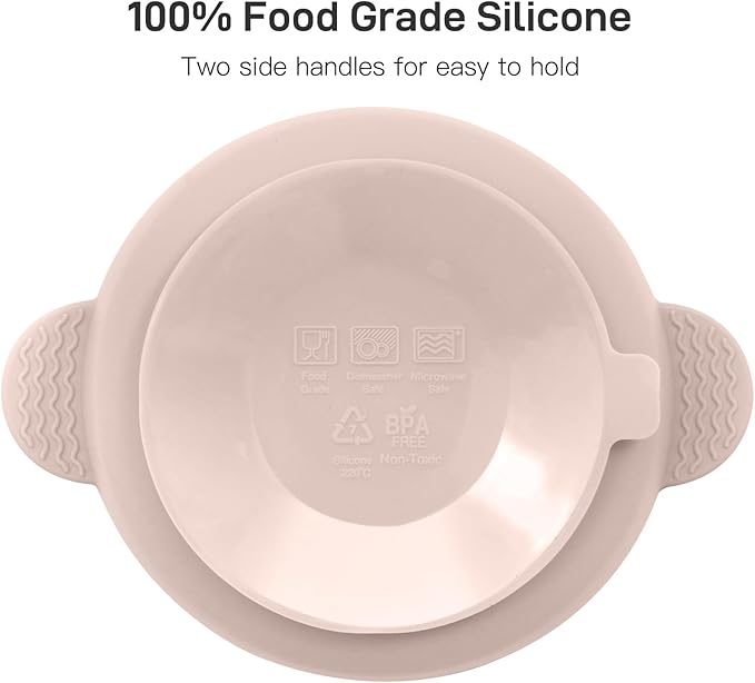 Eascrozn 3 Pack Baby Bowls with Suction, Stay Put Silicone Suction Bowls for Babies Toddler Kids, BPA Free, Soft Safe Baby Led Weaning Supplies for Food Bowl, Microwave and Dishwasher Safe,Purple