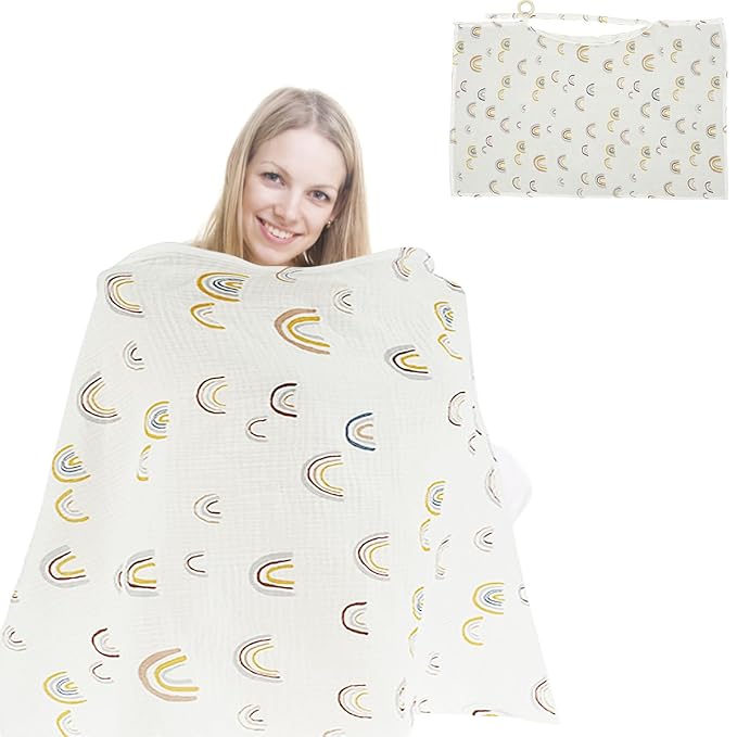 Nursing Cover Breathable Privacy Breastfeeding Cover Soft Comfortable Cotton Breastfeeding Cover Lightweight Portable Nursing Cover Multipurpose Nursing Apron for Mom 100x65cm ZHAZHAMO