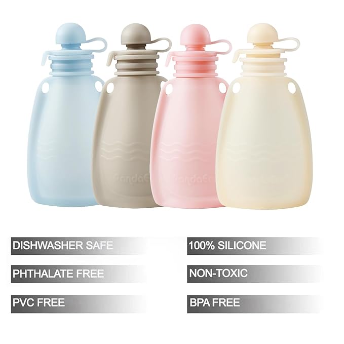 PandaEar 6 Pack Baby Food Pouches & 2 Pack Snack Containers