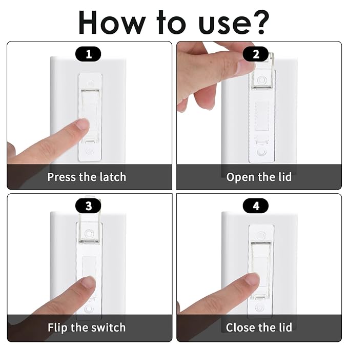 Light Switch Cover Guard (2-Pack) - Child Safe Wall Switch Protector Prevents Accidental On/Off - Easy Install No Tools Needed for Toggle Switches, Toddler & Pet Proof