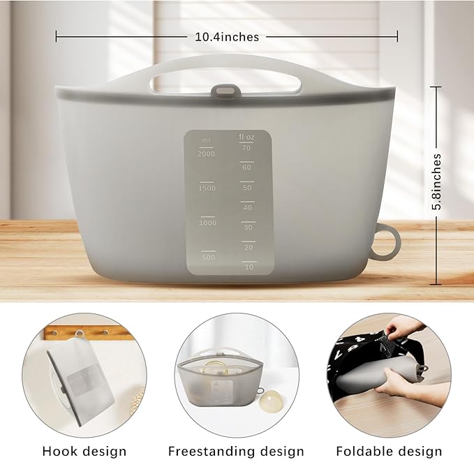 Spidfee Silicone Microwave Steam Sterilizer Bag for Baby Reusable Quick Sterilizing Bag for Bottles Breast Pump Parts Toddler Accessories Great for Travel - 2000ml White