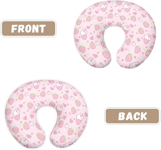 Strawberry Bunny Nursing Pillow Case for Newborn Support for Breastfeeding,Bottle Feeding & Bonding Feeding Pillow Cover Soft and Cozy Breastfeeding Pillow Slipcover Cover Only