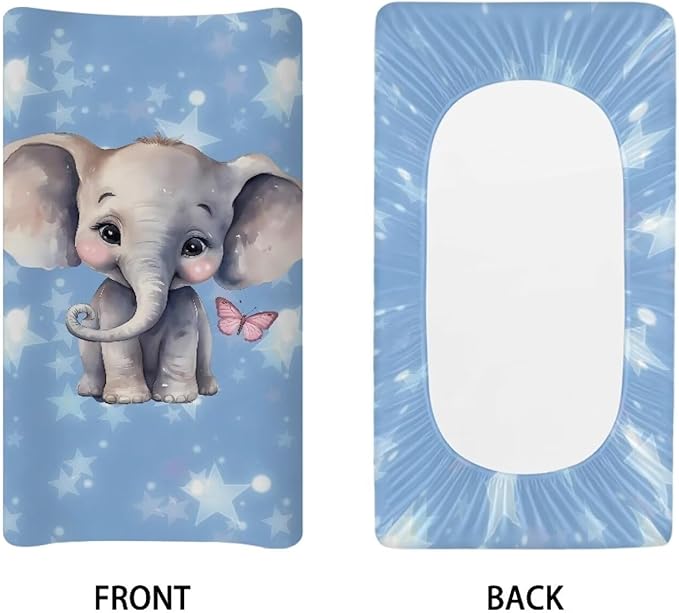 Cute Elephant Baby Changing Pad Cover for Baby Cozy Breathable Universal Tray Table Mat Waterproof Cradle Sheets Stretchy Lightweight Sheet Crib Mat