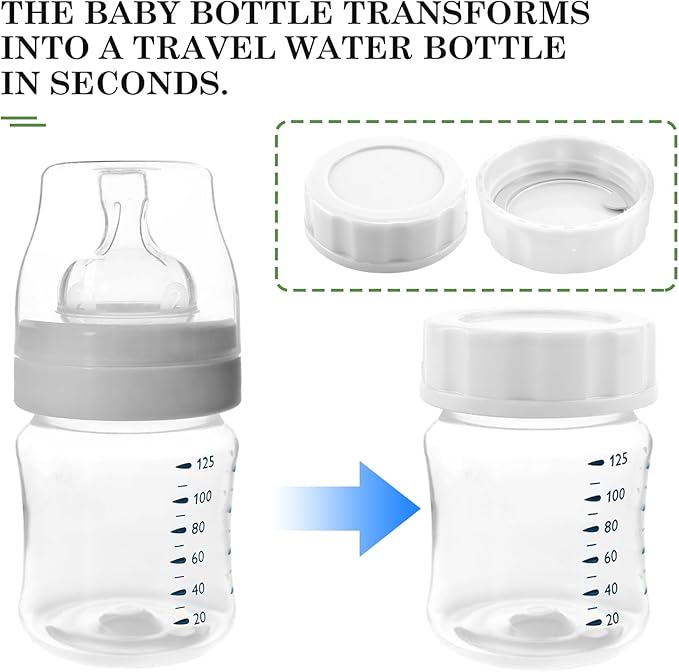 6pcs Baby Bottle Caps with Sealing Gasket, Travel and Storage Bottle Lids Airtight Replacement Caps for Wide Neck Glass Bottles (White)