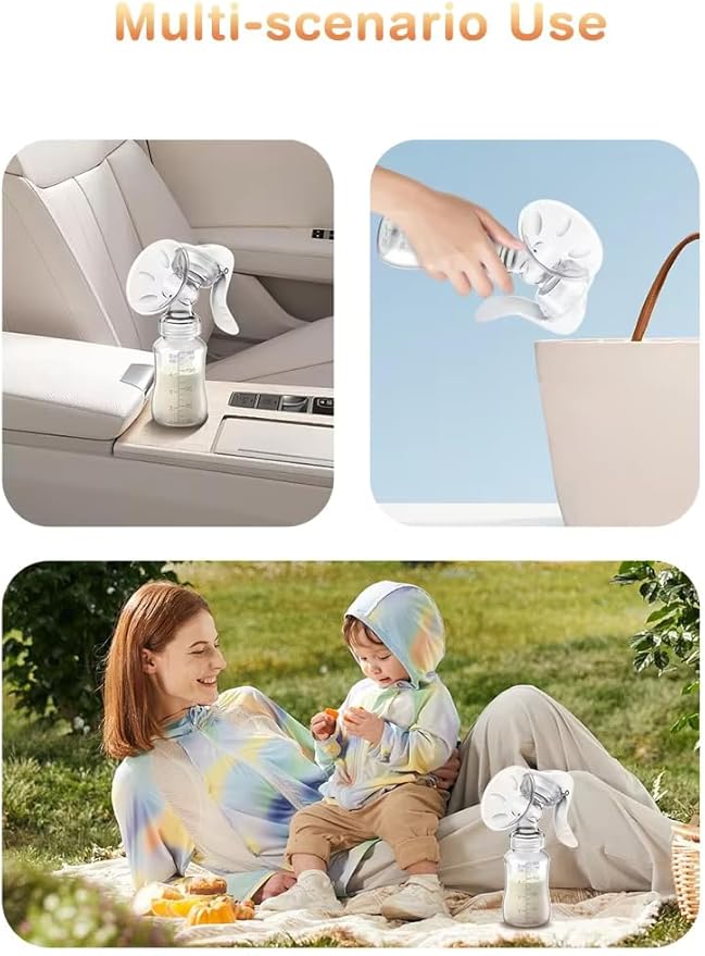 Manual Breast Pump Portable Breast Pump for Travel, Extractor de Leche Manual, Milk Catcher, Breastfeeding Essentials, Handheld Breast Shield & Accessories 5 Fl Oz/150ml+Lid+35mm Flange