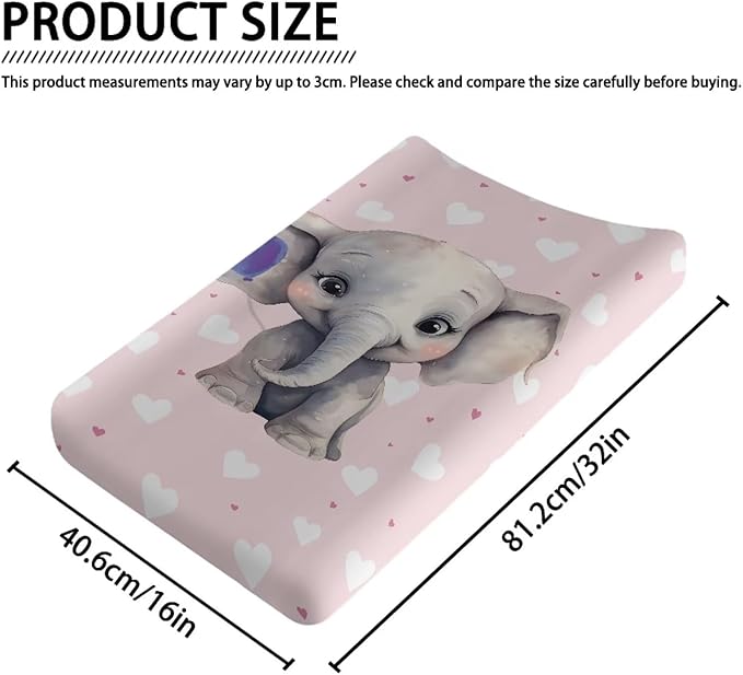 Elephant Changing Pad Cover Waterproof Comfy Cozy Universal Tray Table Mat Stretchy Baby Changing Table Cover Durable Lightweight Cradle Sheets