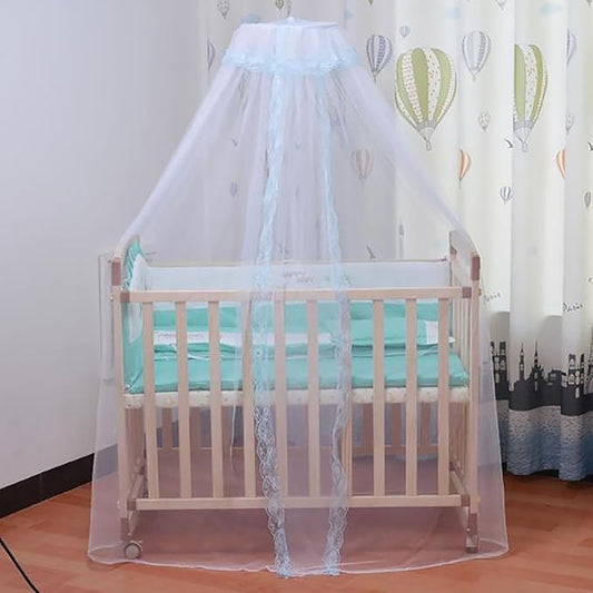 Universal Crib Floor Mosquito Net with Lace, Breathable Crib Netting Bed Curtains Canopy for Baby Kids, Toddler Bed Crib Dome Canopy Netting Without Stand