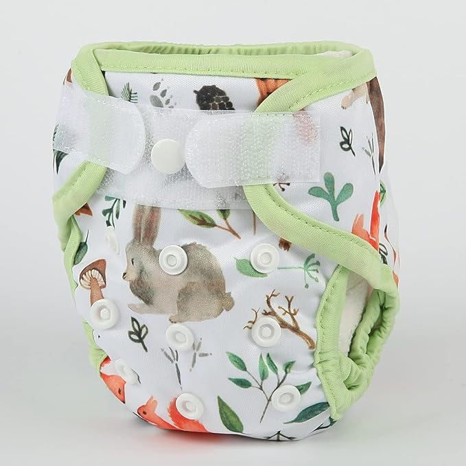 Newborn Baby Cloth Diaper Cover Nappy Hook and Loop (Wolf Rabbit)