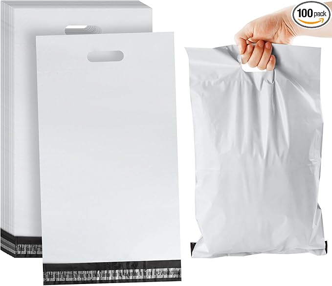 100 Pack Plastic Bags for Adult Diaper Disposal Handle Adult Diaper Disposal Self-Adhesive Strips to Seal in Odours Suitable for Elderly Nappy Care at Home and for Travel (White） (White)