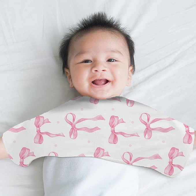4 Pack Pink Bow Baby Burp Cloths Soft Absorbent Spit up Rags Cherry Burp Cloths Pink Burping rag for Boy Girl Newborn Gifts Nursery Decor, 19 x 9 Inches