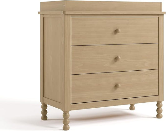Storkcraft Rio 3 Drawer Chest with Changing Topper (Driftwood) – GREENGUARD Gold Certified, Premium Wood Dresser for Baby & Kids Bedroom, Safety Interlocking Drawers, Pre-Installed Tracks, Kids Chest