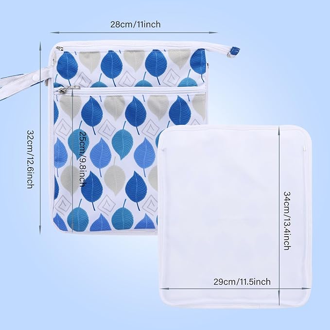 Breast Pump Bag Wet/Dry Bag with Preparation Place Mat, Waterproof Pump Parts Storage Bag for Moms Pumping at Work or Outdoors(Dancing leaves)