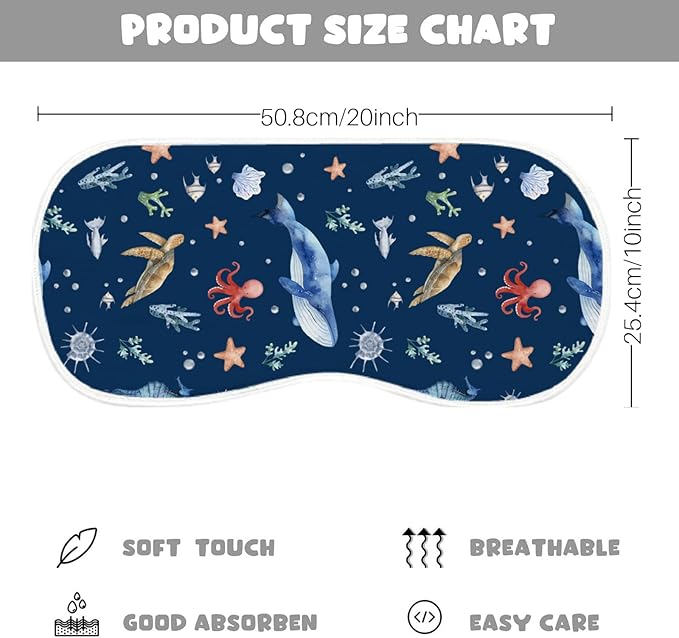 5-Pack Baby Burp Cloths for Boys,100% Muslin Cotton Super Absorbent Burping Rags, Ultra Soft Large Washcloths with Whale & Seahorse Ocean Prints, Newborn Essentials Gift Set