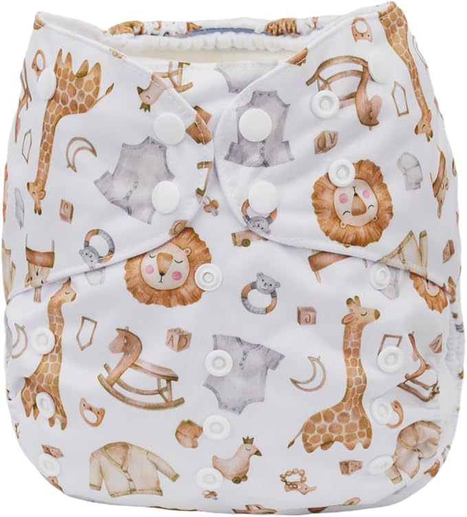 2 to 7 Years Old Cloth Diaper Nappy Pocket Reusable Washable Junior Big Baby Kids Toddler (Sleeping Animals)