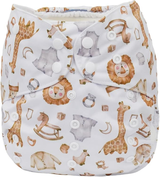2 to 7 Years Old Cloth Diaper Nappy Pocket Reusable Washable Junior Big Baby Kids Toddler (Sleeping Animals)