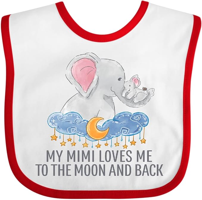 inktastic My Mimi Loves Me To the Moon and Back Elephants in Clouds Baby Bib