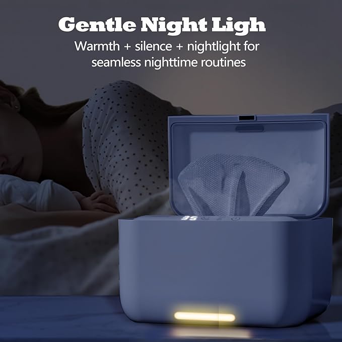 Wipe Warmer,Baby Wipe Warmer Dispenser,Large Capacity Wipe Holder Box Container with Night Light,Adjustable Temperature Display,No Need Water and Sponge,Fast Heating (Off white)
