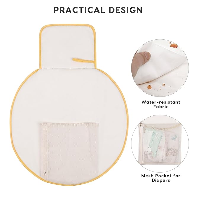 SONARIN Cute Portable Baby Changing Mat,Waterproof Folding Diaper Changing Pad Lightweight Travel Nappy Changing Mat Changing Station with Pocket for Newborns Infants(Bee)