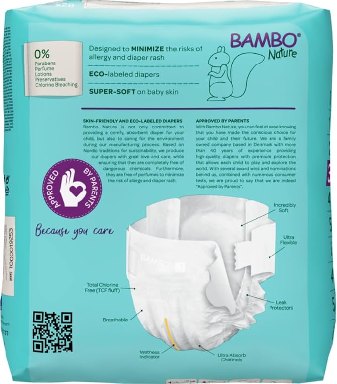 Bambo Nature Premium Eco Nappies, Midi Size 3 (9-18lb/4-8kg) Pack of 28