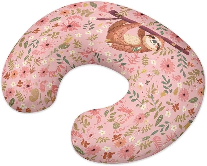 Nursing Pillow Covers U-Shaped Sloth Print Feeding Pillow Cover for Nursing Pillow Hidden Zipper Design Soft and Skin-Friendly