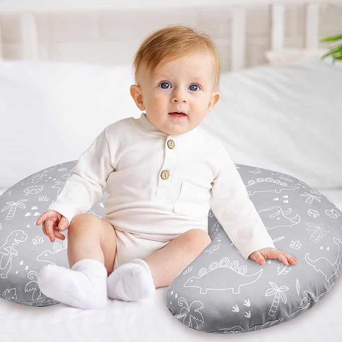 DILIMI Nursing Pillow Cover for Baby Boy and Girl, Ultra Soft Comfortable Stretchy Removable Slipcover for Newborn Breastfeeding Pillows, Dinosaur
