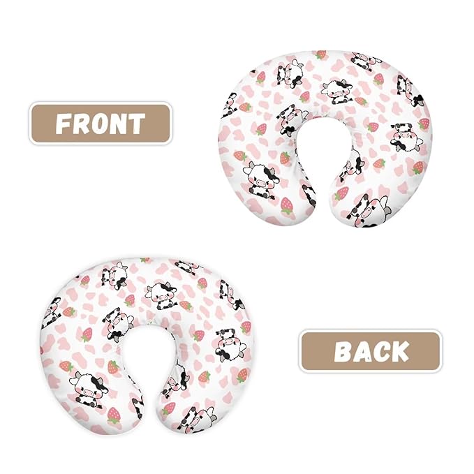 Pink Cow Stripes Cow and Strawberry Baby Nursing Pillowcase Nursing Pillow Cover Pillow Slipcover Detachable Nursing Pillow Protective Cas Baby Feeding Durable and Easy to Clean