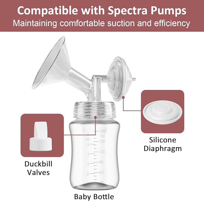 10PCS Breast Pump Parts Compatible with Spectra S2, S1, 9Plus, 6 Pack Silicone Duckbill Valve & 4 Pack Silicone Diaphragm for Spectra Breastpump Parts, Not Original Replacement Accessories