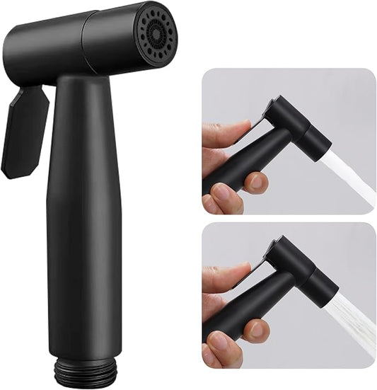Black Bidet Sprayer Head, Stainless Steel Handheld Shattaf Toilet Jet Spray Attachment, Adjustable Water Pressure Cloth Diaper Sprayer for Baby, Hygiene Rinse Sprayer Head Only (1 Pack)