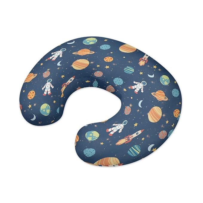 Cartoon Spaceman Nursing Pillow Cover with Hidden Zipper Soft & Breathable & Skin Friendly for Moms/Baby Stretchy Nursing Pillow Cover