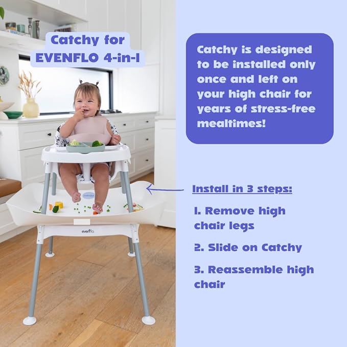 CATCHY - Food Catcher - Compatible with Evenflo 4-in-1 Eat & Grow High Chair + 11 Other High Chairs - Highchair Sold Separately - Baby & Toddler Food & Mess Catcher - Under High Chair Accessory