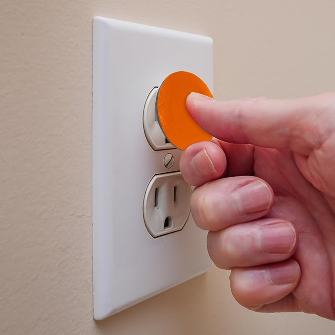 Pure Dark Orange Color Pattern Outlet Plug Covers - 12/24 Pack Safety Electrical Plug Protectors