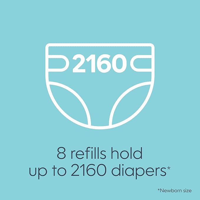 Diaper Genie Bags Refills 270 Count (Pack of 8) with Max Odor Lock | Holds Up to 2160 Newborn Diapers
