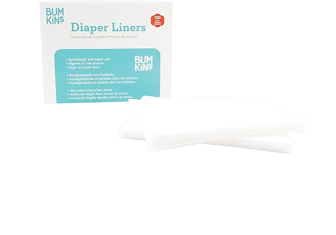 Bumkins Disposable Cloth Fabric Diaper Liner, Biodegradable, Neutral, 100 Count (Pack of 1)
