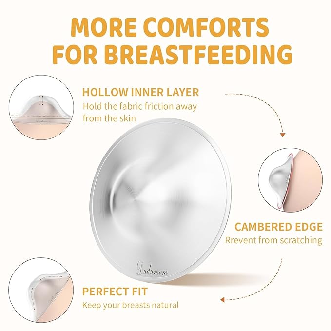 The Original Silver Nursing Cups - Pure 999 Silver Nipple Cover for Breastfeeding, Nipple Shields for Breastfeeding Essential, Nipple Guards for Sore Nipple Relief, Regular Size
