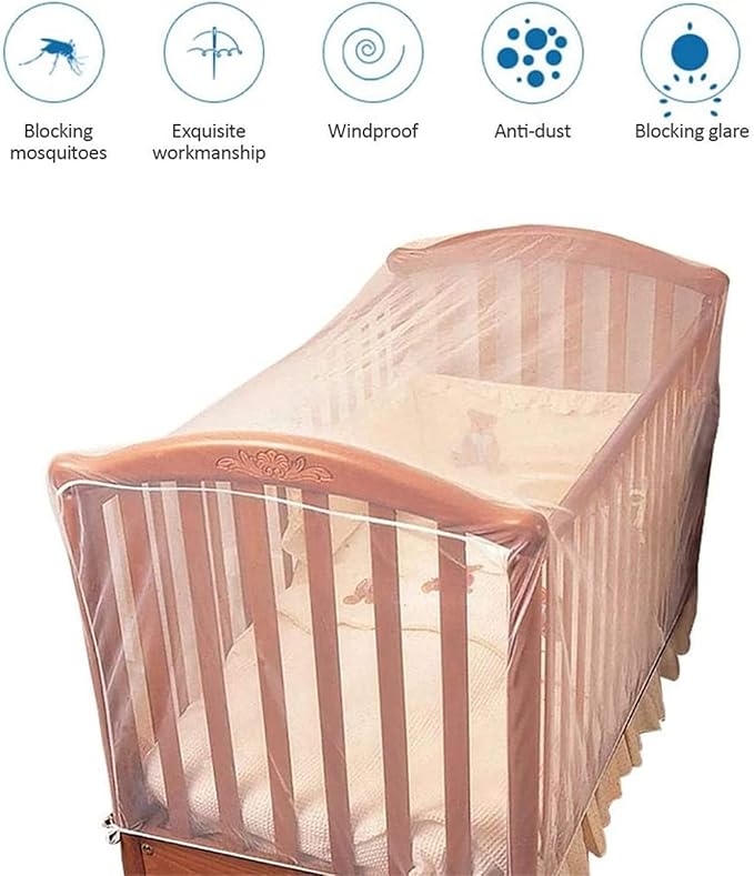 FOXBI Crib Mosquito Net for Baby Bed Universal Size Mesh Crib Netting Mosquito Nets for Children Ultra-Dense Net for Avoiding Kid from Insect Biting Bed Netting Cover Adjustable Crib Mosquito Cover
