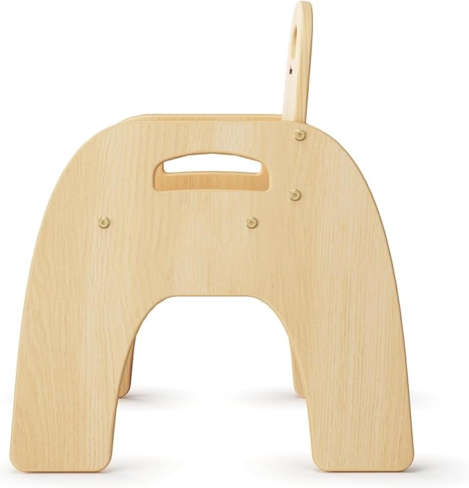 Foundations Simple Sitter Low Wood Feeding Chairs Multipack, Wide No-Tip Base, Adjustable Safety Harness, Stackable Wood Toddler Chairs with Wipeable Finish, 2 Pack, 11 inch