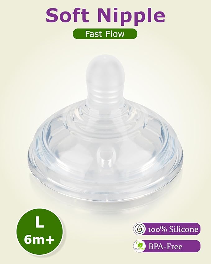 6Pack Silicone Nipples for Tommee Tippee Natural Start Anti-Colic Bottles &Advanced Anti-Colic Bottles,Closer to Nature Bottle,Fast Flow,Size 3 Nipple,6m+