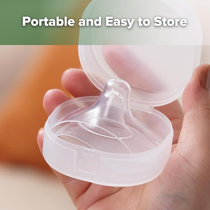 haakaa Silicone Nipple Shields for Breastfeeding Newborns, Contact Nipple Shield for Latching Difficulties, Flat or Inverted Nipples, Includes Storage Case (18mm, 4pcs)