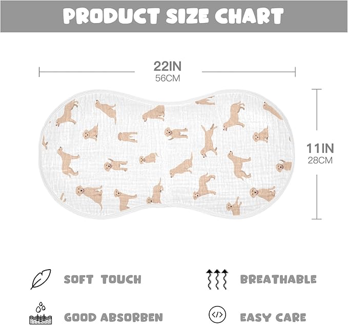 Labrador Retriever Dogs Pattern Muslin Burp Cloths for Baby 1 Pack Soft 100% Cotton Baby Washcloths Bibs for Boy Girl