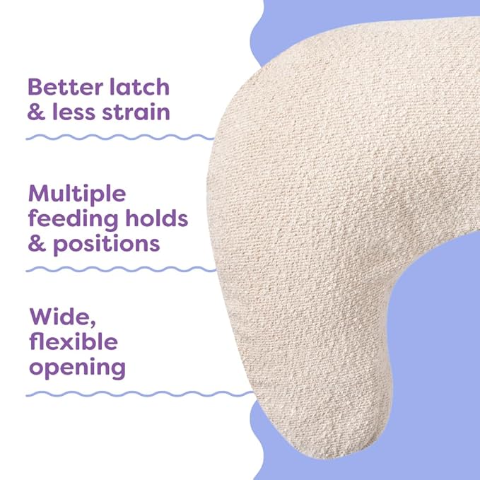 Boppy Nursing Pillow - Ergonomic Bottle & Breastfeeding Pillow with High, Firm, Large Area, Water-Repellent Cushion with Washable Cover; Baby Safety Alliance Verified - Oatmeal Boucle