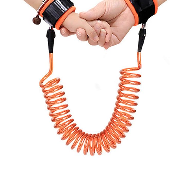 AKOAK Anti Lost Wrist Link Safety Wrist Link for Toddlers and Kids,Toddler Harness Walking Leash,Orange,1.5 Meters(4.9ft)