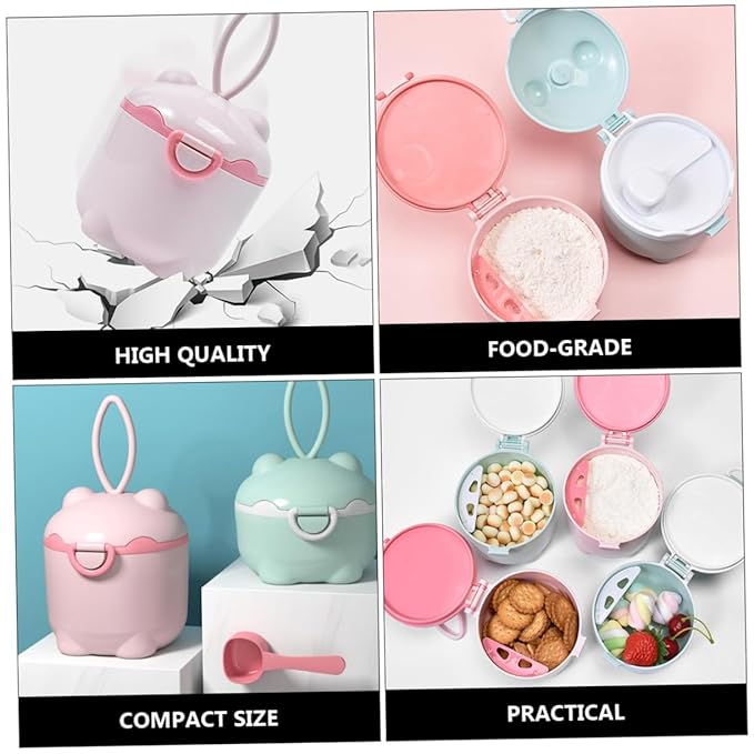 Hemoton 2pcs Portable Powder Dispenser Food-grade Container for Formula Storage Capacity for Travel and Outdoor Use Pig Design