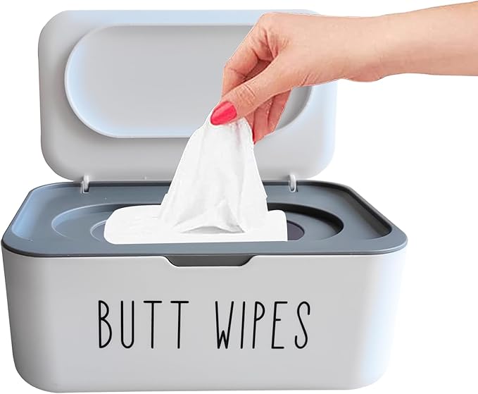 Moorfowl Butt Wipes Container for Bathroom Flushable Toilet Wipes Holder Dispensper Cute Sleek Look Nursery Decor