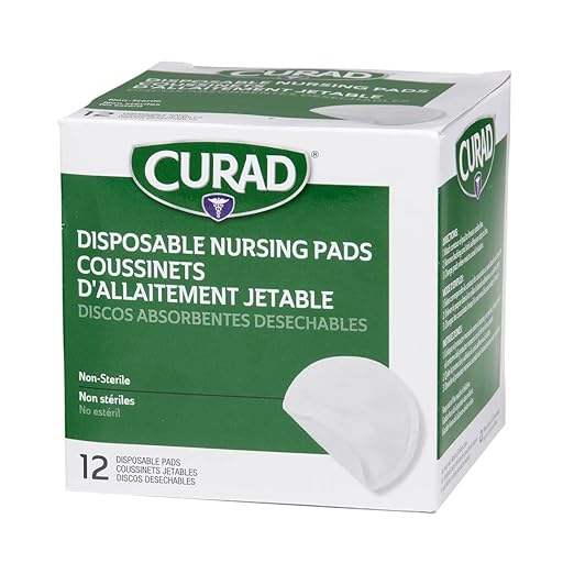 Curad Disposable Nursing Pads for Breastfeeding, Adhesive Strip, 12 per Box