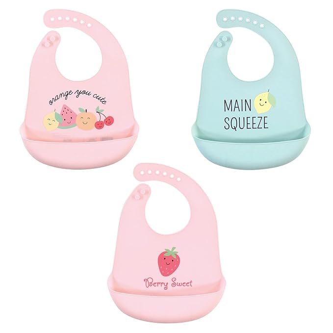Hudson Baby Unisex Baby Silicone Bibs, Cute Fruit, One Size